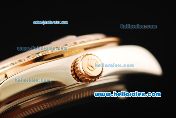 Rolex Datejust Automatic Movement White Dial with Diamond Bezel and Two Tone Strap-ETA Coating Case - Click Image to Close